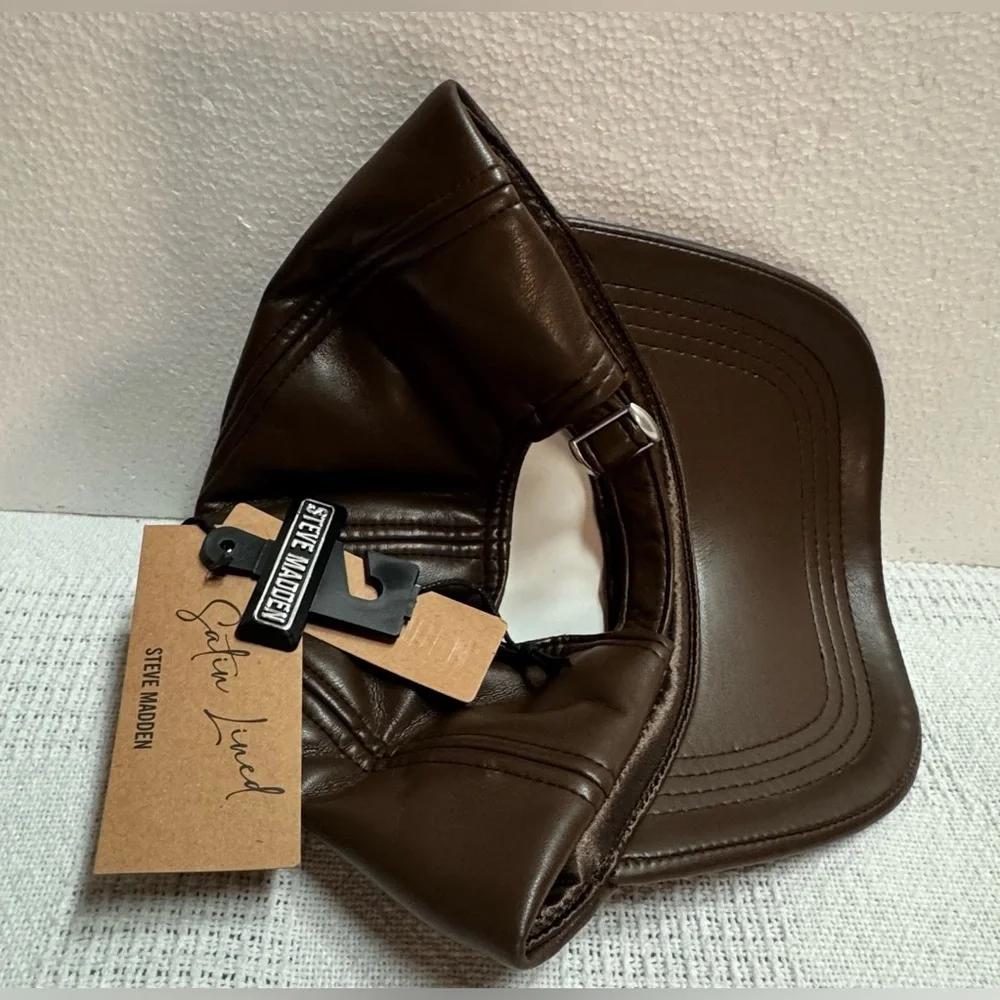 Steve Madden Dark Brown Leather Hat women